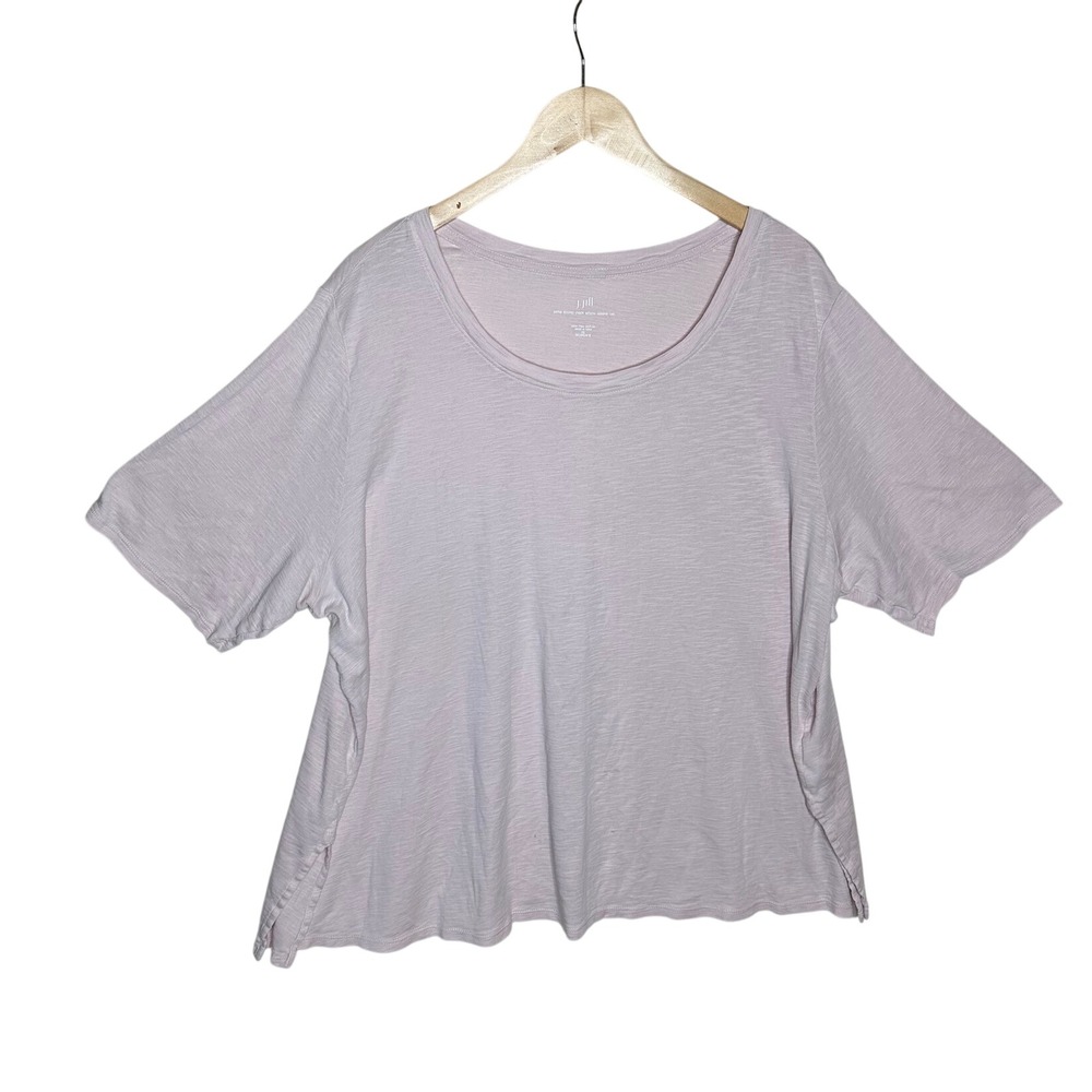 J. Jill Women's Pima Cotton Scoop Neck Elbow Sleeve Tee size 3X Light Pink